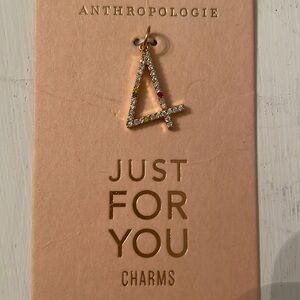 NWT Anthropologie number 4 just for you Necklace Charm Rhinestone Anthro new